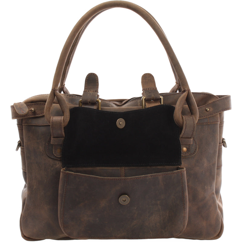 Leconi Schultertasche Henkeltasche Damentasche Handtasche Leder schlamm LE0050 Fabrikverkauf