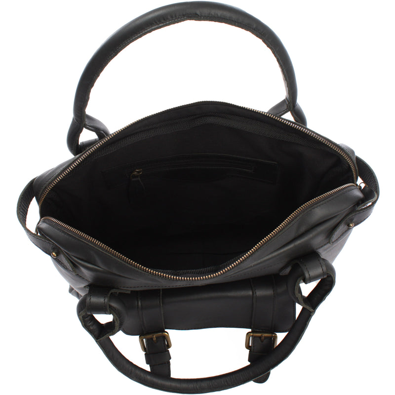 Leconi Schultertasche Henkeltasche Damentasche Handtasche Leder schwarz LE0050 Meist gekauft