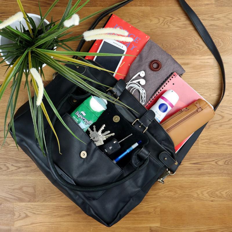 Leconi Schultertasche Henkeltasche Damentasche Handtasche Leder schwarz LE0050 Meist gekauft
