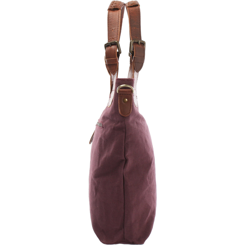 Leconi Schultertasche Umhängetasche Henkeltasche Shopper Damentasche Canvas Leder bordeaux LE0054 Blitzverkäufe