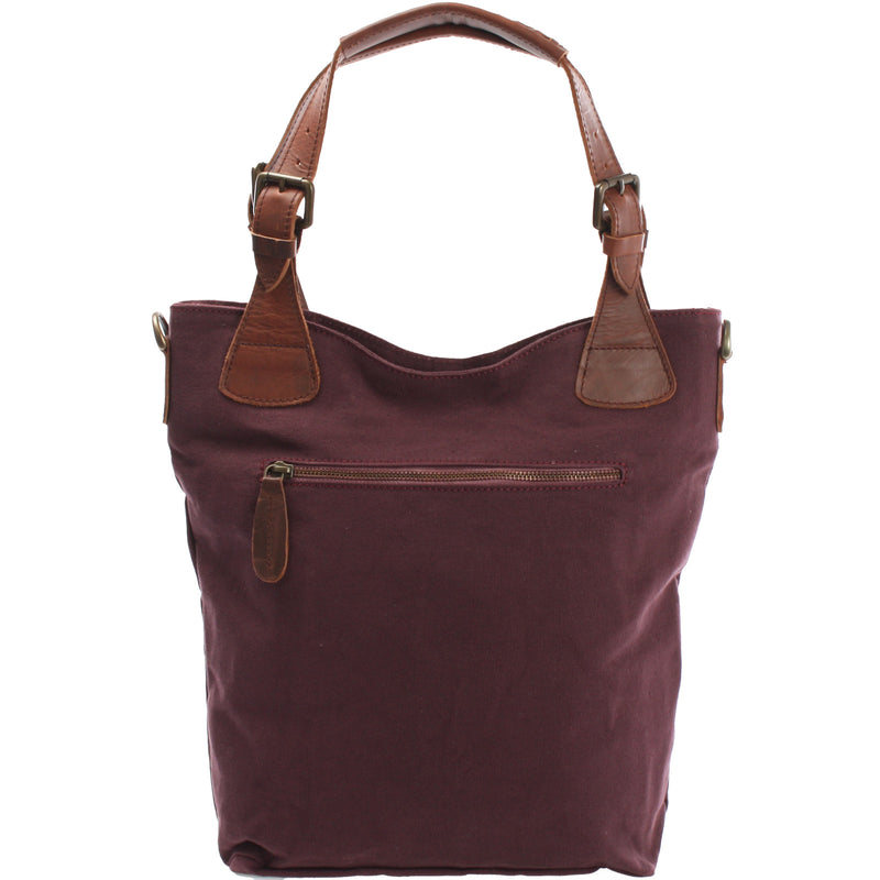 Leconi Schultertasche Umhängetasche Henkeltasche Shopper Damentasche Canvas Leder bordeaux LE0054 Blitzverkäufe