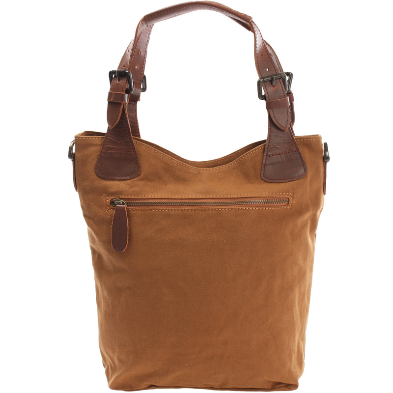 Leconi Schultertasche Umhängetasche Henkeltasche Shopper Damentasche Canvas Leder cognac LE0054 Kostenloser Versand