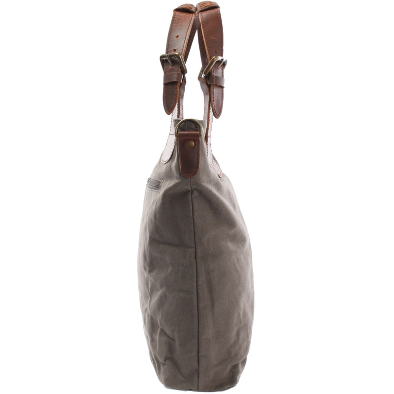 Leconi Schultertasche Umhängetasche Henkeltasche Shopper Damentasche Canvas Leder grau LE0054 Limitierter Zeitrabatt