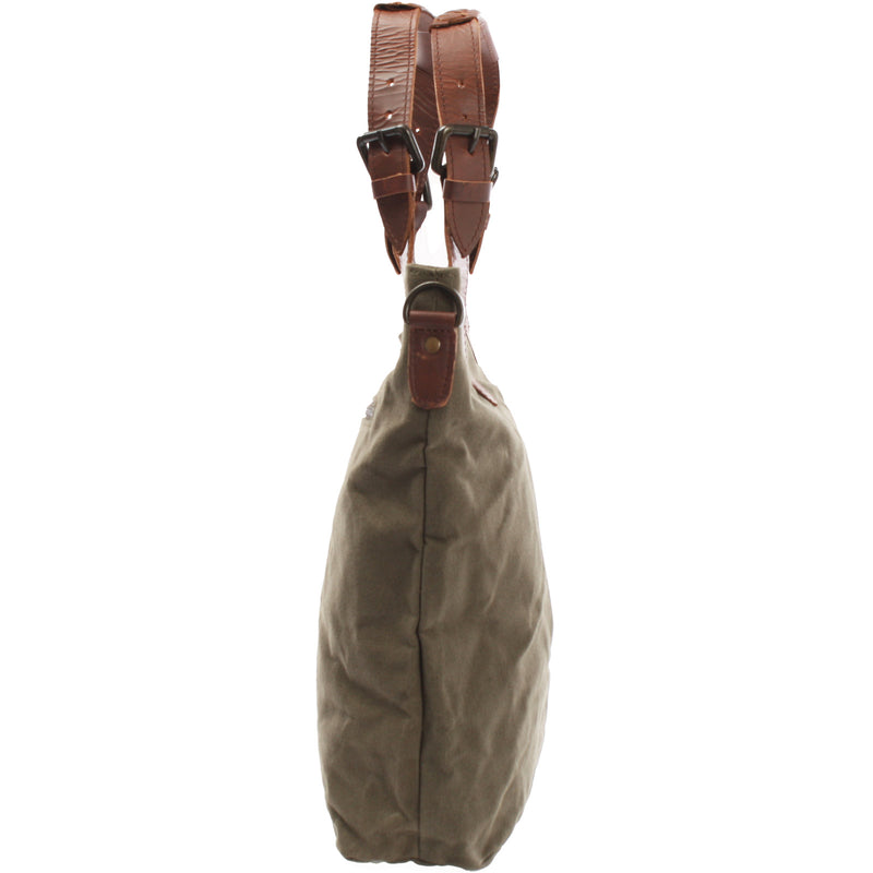 Leconi Schultertasche Umhängetasche Henkeltasche Shopper Damentasche Canvas Leder grün LE0054 Fabrik Onlineshop