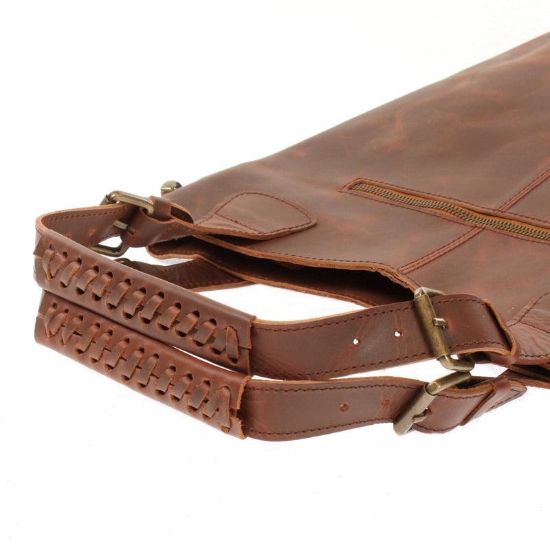 Leconi Umhängetasche Schultertasche Henkeltasche Damentasche Leder braun LE0054 Sonderangebot