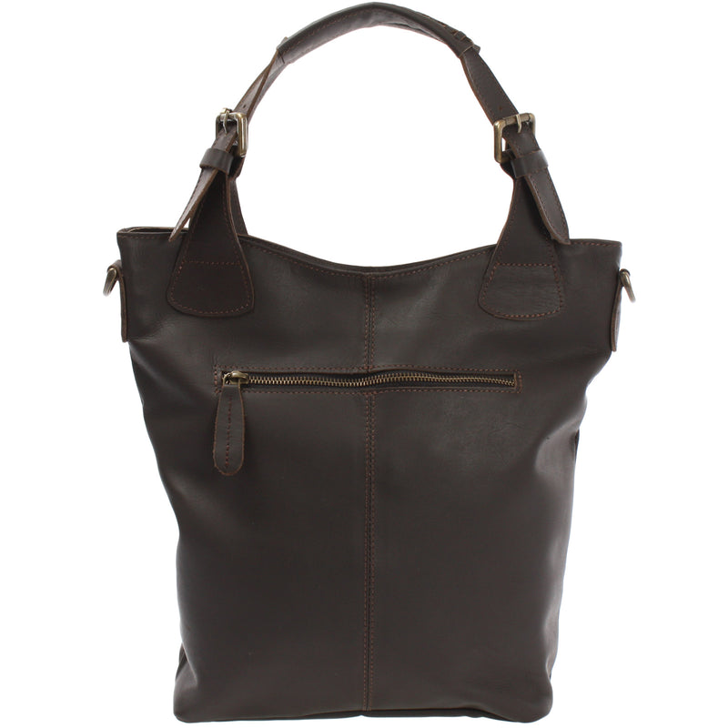 Leconi Umhängetasche Schultertasche Henkeltasche Damentasche Leder dunkelbraun LE0054 Rabatt