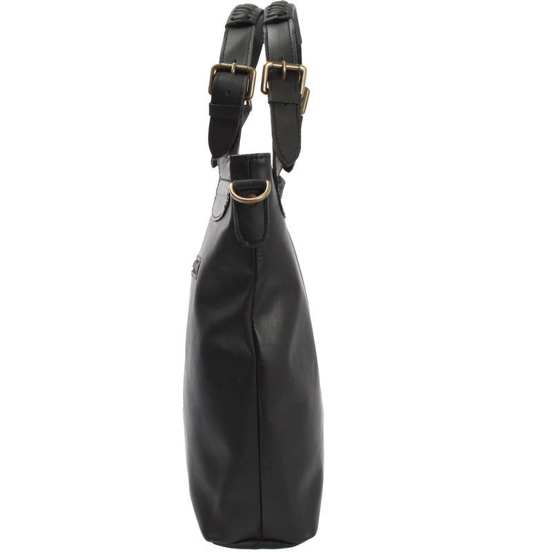 Leconi Umhängetasche Schultertasche Henkeltasche Damentasche Leder schwarz LE0054 Günstig kaufen