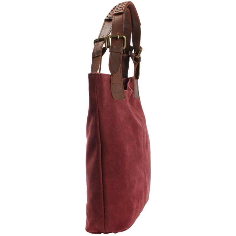 Leconi Henkeltasche Damentasche Veloursleder Leder bordeaux LE0033 Flash Sale