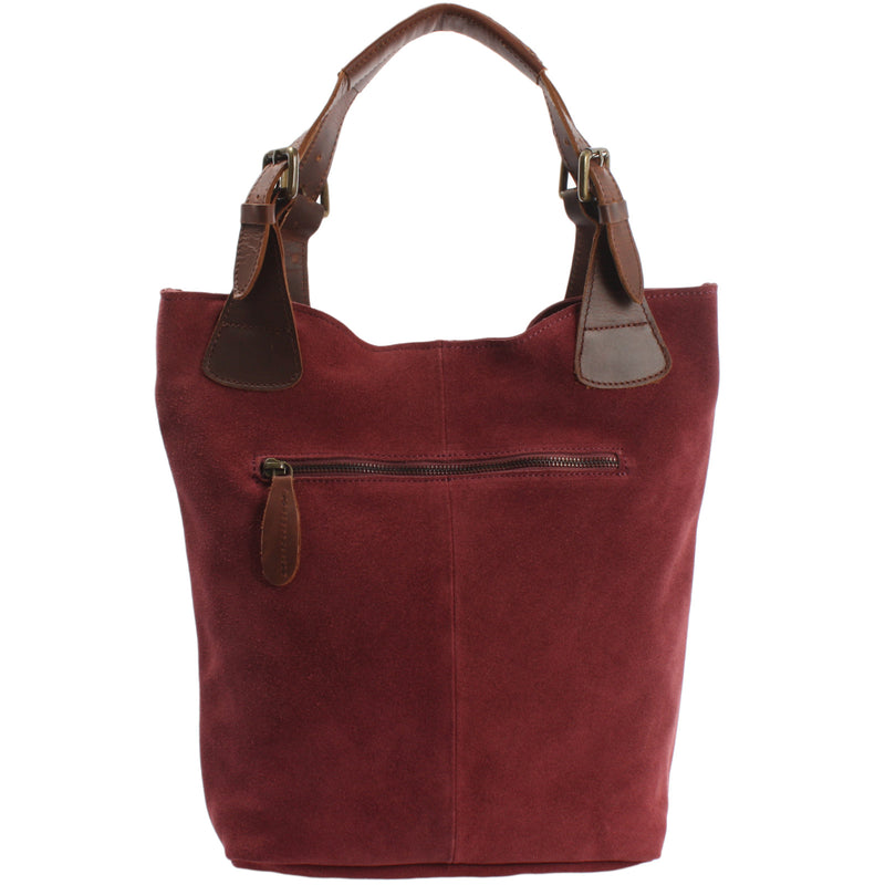 Leconi Henkeltasche Damentasche Veloursleder Leder bordeaux LE0033 Flash Sale
