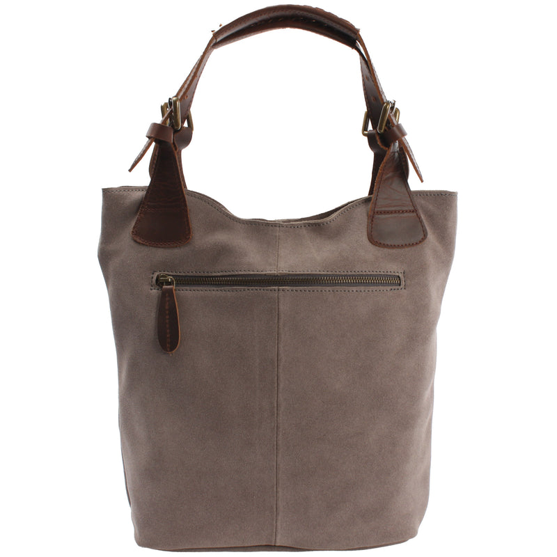 Leconi Henkeltasche Damentasche Veloursleder Leder grau LE0033 Exklusivangebot