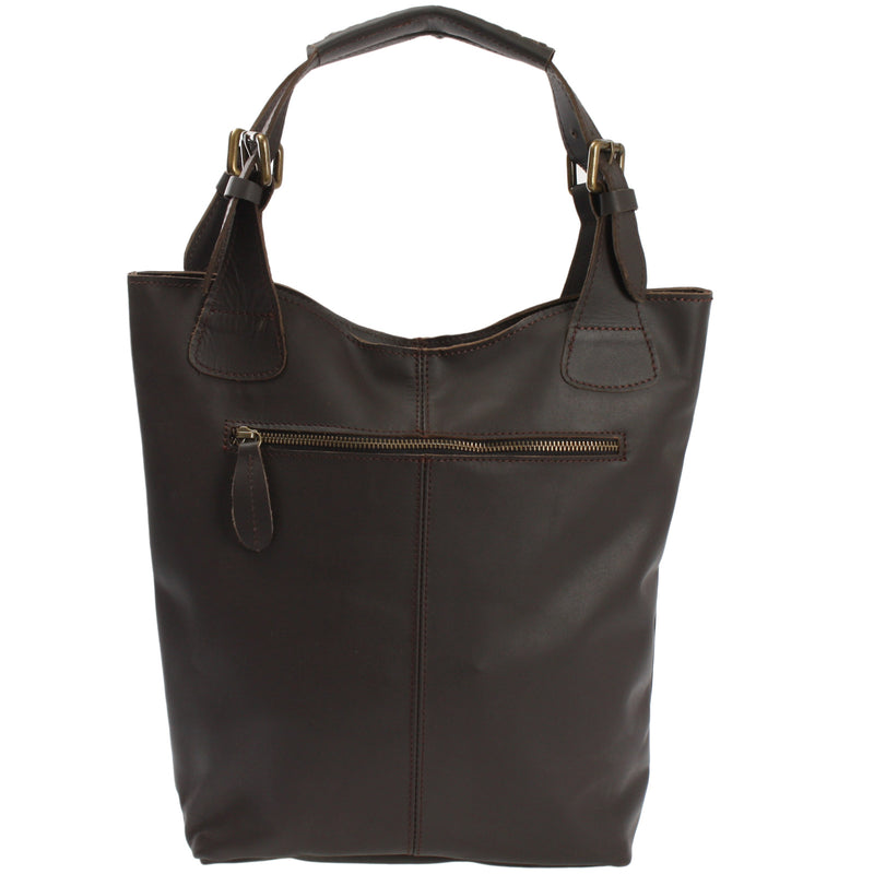 Leconi Henkeltasche Schultertasche Shopper Leder dunkelbraun LE0033 Cyber Monday