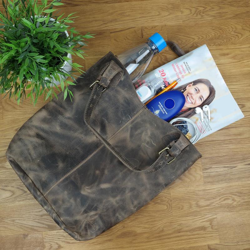Leconi Henkeltasche Ledertasche Damentasche Leder schlamm LE0033 Osterangebot