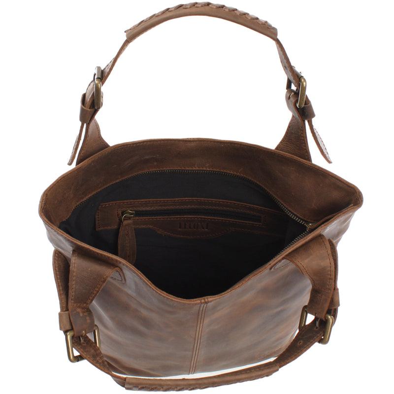 Leconi Henkeltasche Ledertasche Damentasche Leder schlamm LE0033 Osterangebot