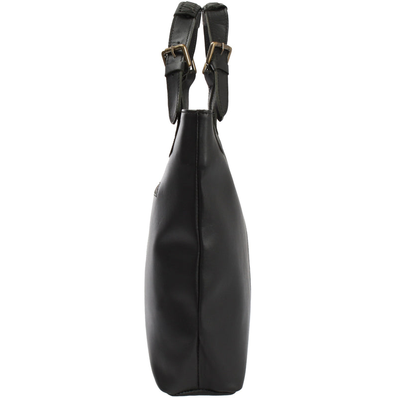 Leconi Shopper Henkeltasche Damentasche Leder schwarz LE0033 Muttertagsangebot
