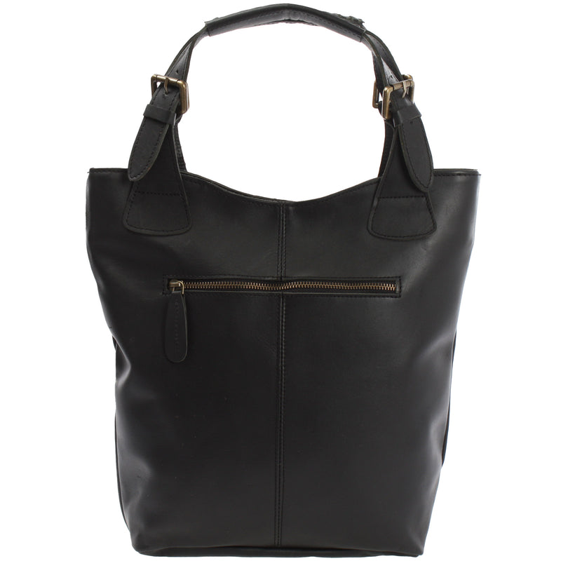 Leconi Shopper Henkeltasche Damentasche Leder schwarz LE0033 Muttertagsangebot