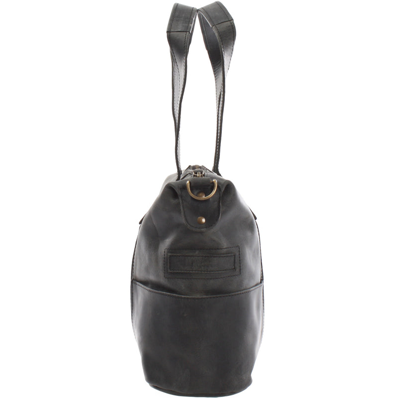 Leconi Shopper Schultertasche Henkeltasche Leder grau LE0034 Jubiläumsangebot
