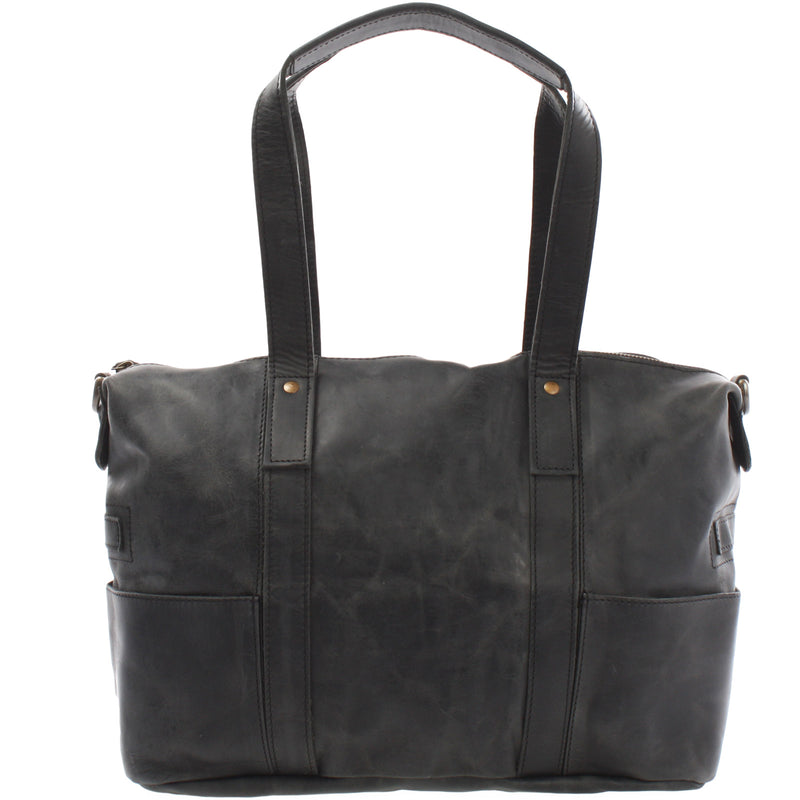 Leconi Shopper Schultertasche Henkeltasche Leder grau LE0034 Jubiläumsangebot