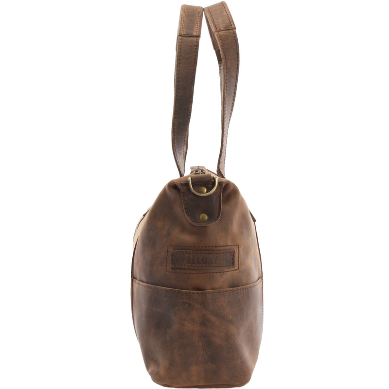 Leconi Shopper Schultertasche Henkeltasche Leder schlamm LE0034 Lagerräumung