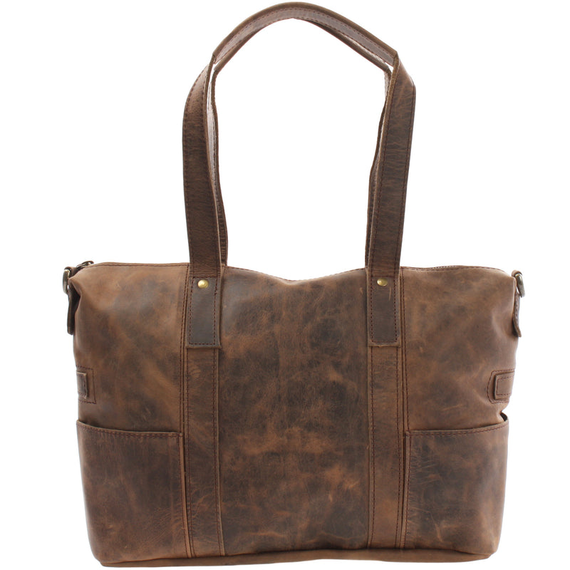 Leconi Shopper Schultertasche Henkeltasche Leder schlamm LE0034 Lagerräumung