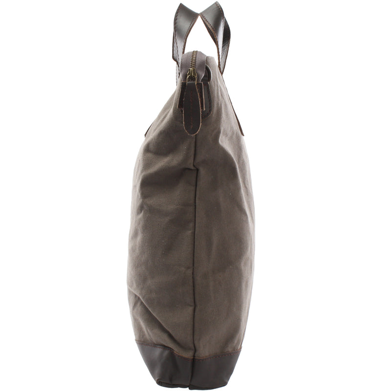 Leconi Shopper Henkeltasche Damen Canvas Leder grau LE0037 Top Angebot