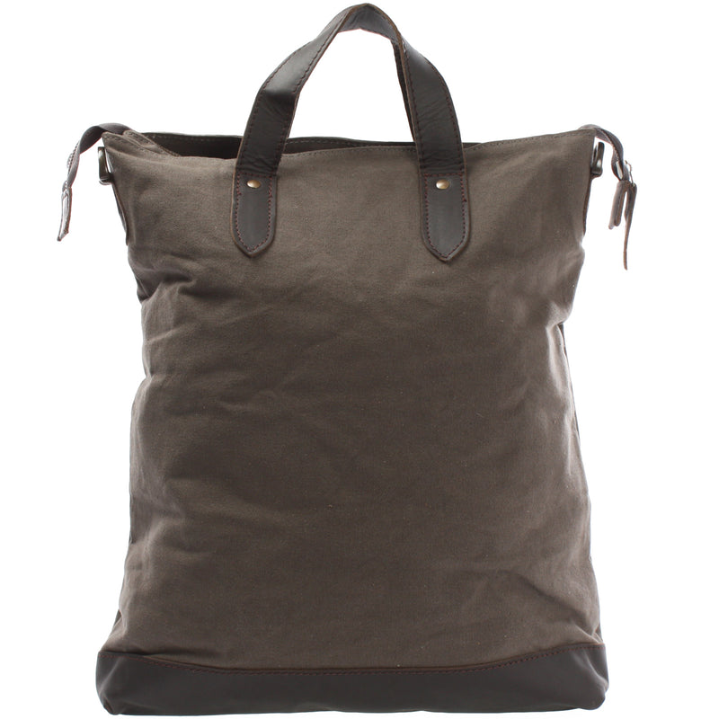 Leconi Shopper Henkeltasche Damen Canvas Leder grau LE0037 Top Angebot