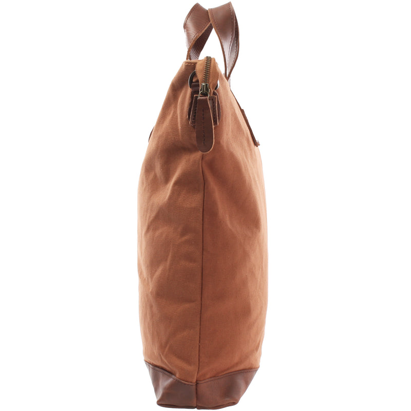 Leconi Shopper Henkeltasche Damen Canvas Leder cognac LE0037 Neueste Mode