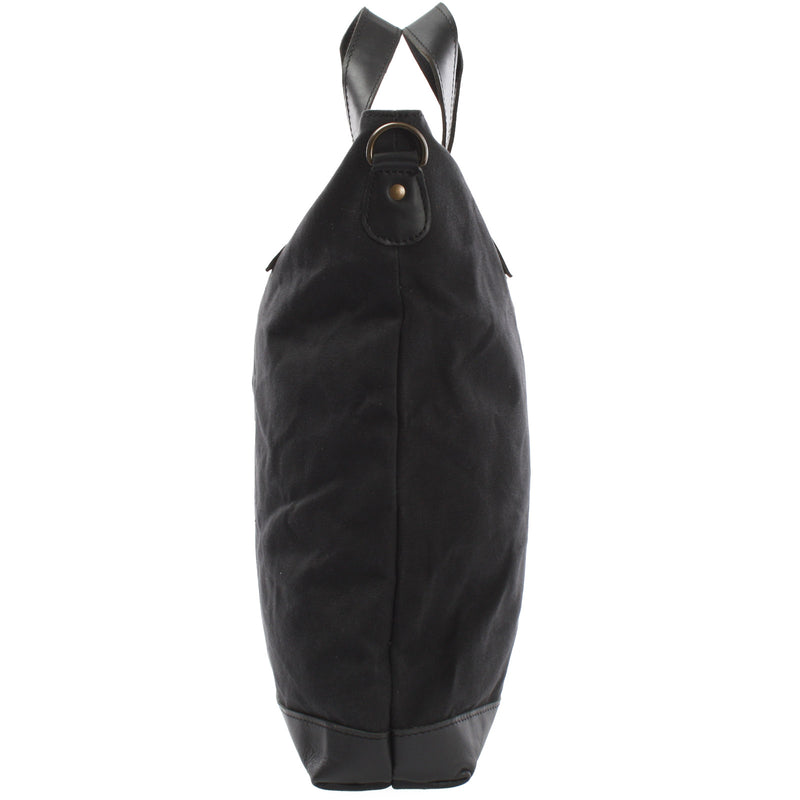 Leconi Shopper Henkeltasche Damen Canvas Leder schwarz LE0037 Zeitlich begrenztes Angebot