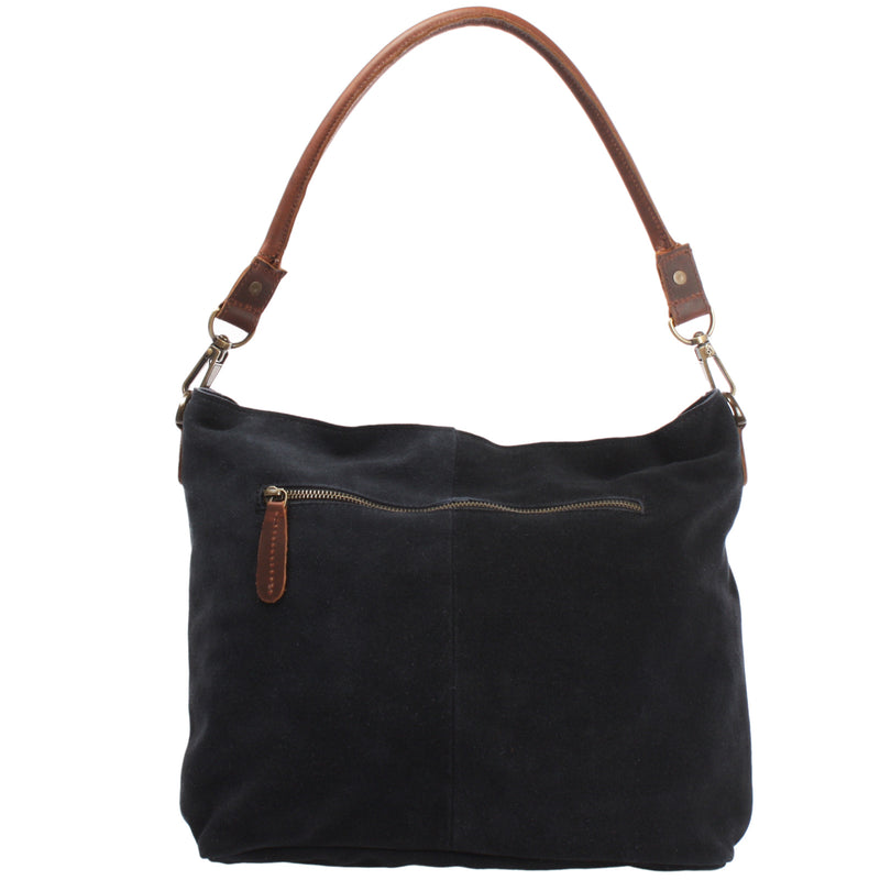 Leconi Schultertasche Umhängetasche Ledertasche Veloursleder anthrazit LE0039 Blitzangebot