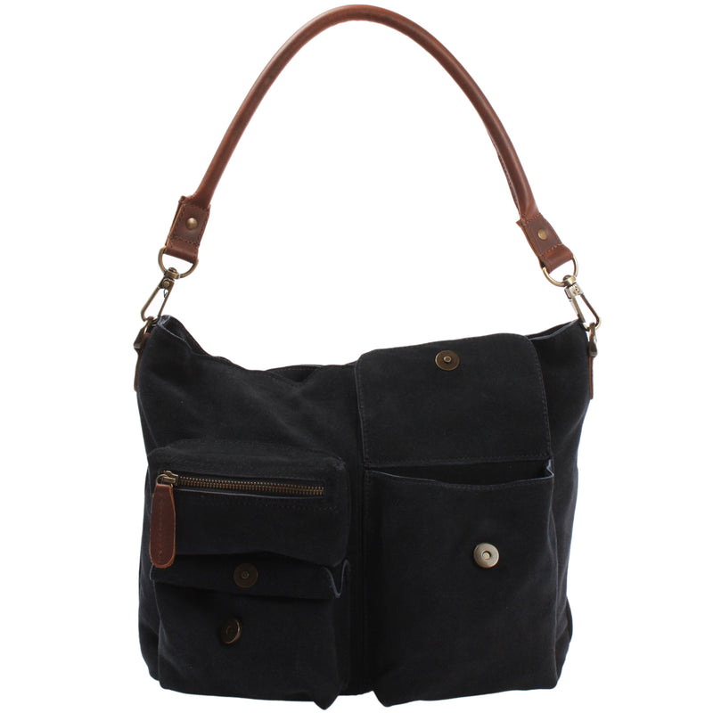 Leconi Schultertasche Umhängetasche Ledertasche Veloursleder anthrazit LE0039 Blitzangebot