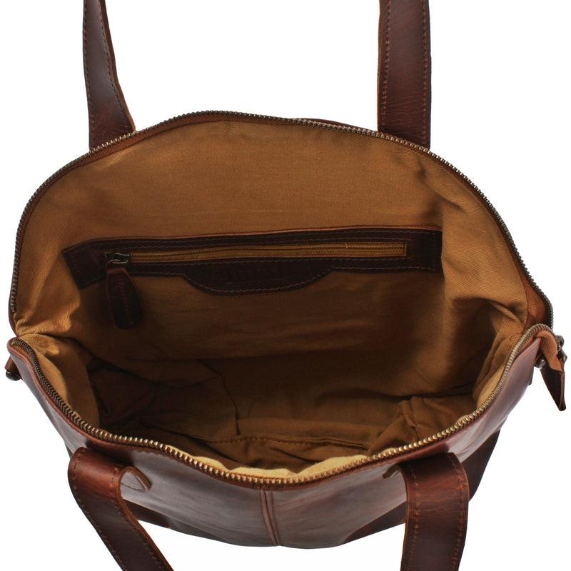 Leconi Shopper Schultertasche Damen Handtasche Ledertasche Henkeltasche Leder braun LE0060 Bestseller