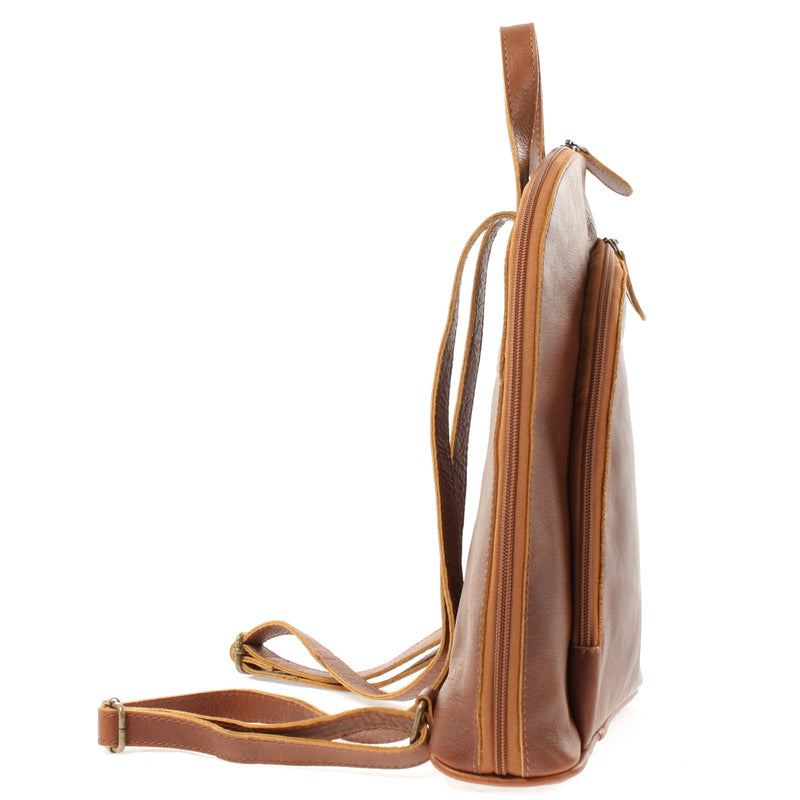 Leconi kleiner Rucksack Lederrucksack Freizeitrucksack Damen Leder braun LE1032 Räumungsverkauf