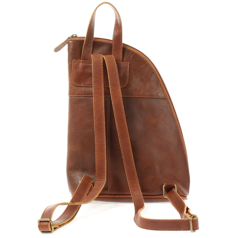 Leconi kleiner Rucksack Lederrucksack Freizeitrucksack Damen Leder braun LE1032 Räumungsverkauf