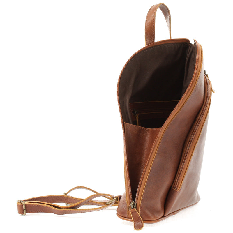Leconi kleiner Rucksack Lederrucksack Freizeitrucksack Damen Leder braun LE1032 Räumungsverkauf