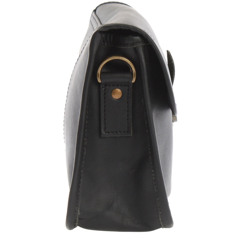 Leconi kleine Schultertasche Umhängetasche Leder Rindsleder schwarz LE3041 Kauf eins, bekomm eins gratis