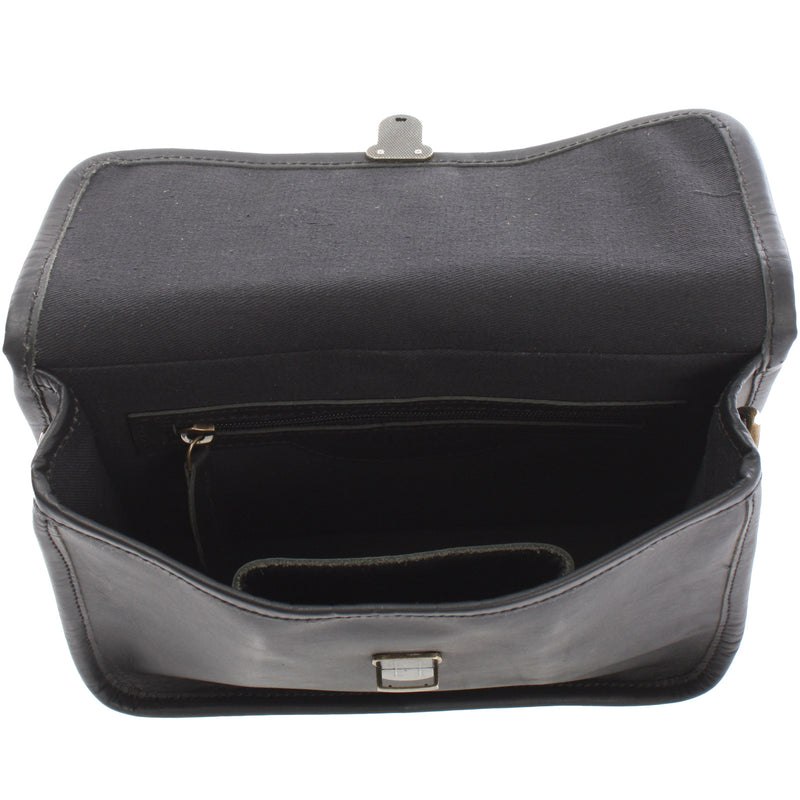 Leconi kleine Schultertasche Umhängetasche Leder Rindsleder schwarz LE3041 Kauf eins, bekomm eins gratis