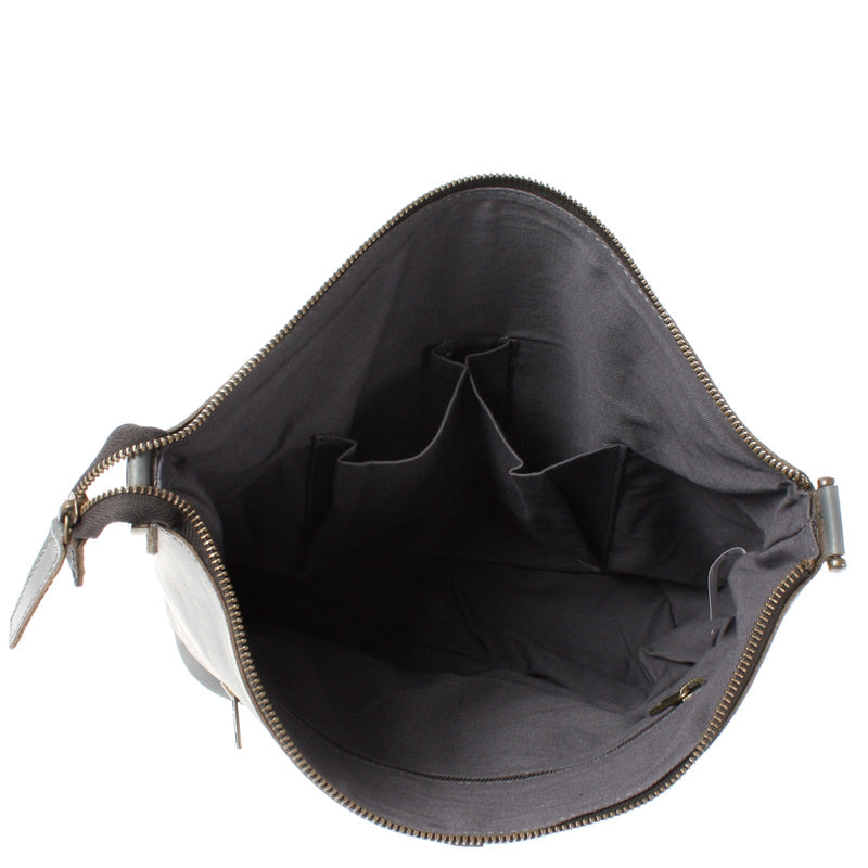 Leconi Umhängetasche Schultertasche Damentasche Ledertasche Leder graublau LE3067 Riesige Ersparnisse