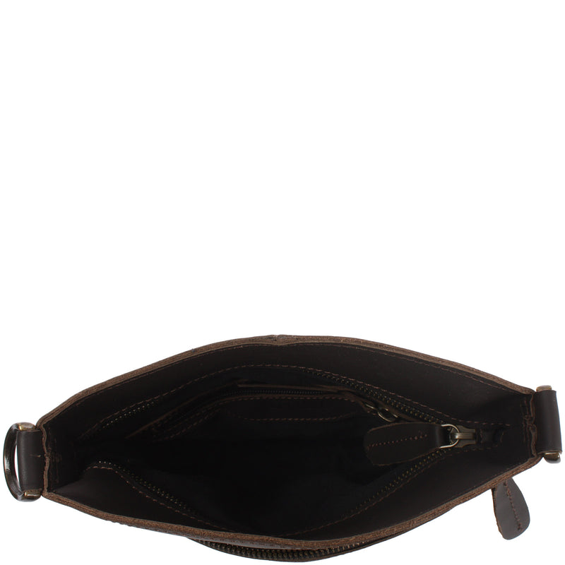 Leconi kleine Umhängetasche Schultertasche Freizeittasche Leder dunkelbraun LE3049 VIP-Rabatte