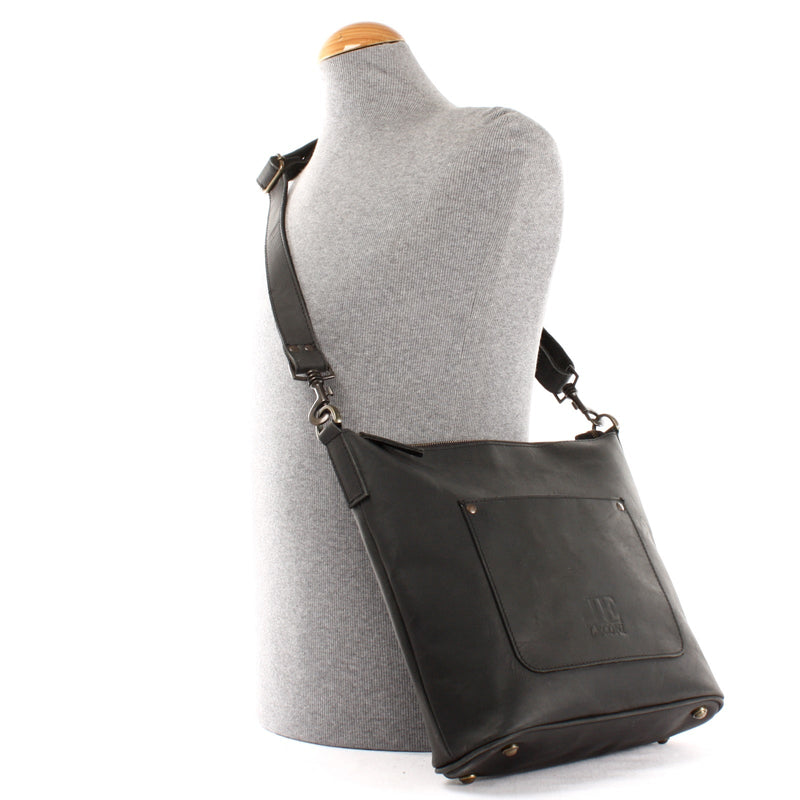 Leconi Umhängetasche Schultertasche Damentasche Ledertasche Leder schwarz LE3067 Tiefpreis