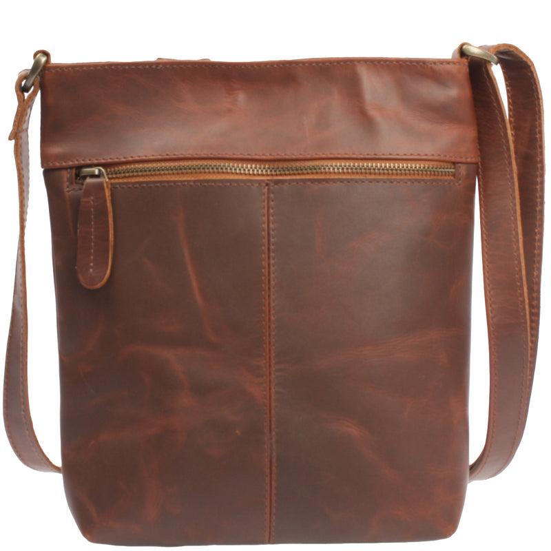 Leconi Umhängetasche Schultertasche Damen Herren Used Look Leder braun LE3072 Super Sparpreis