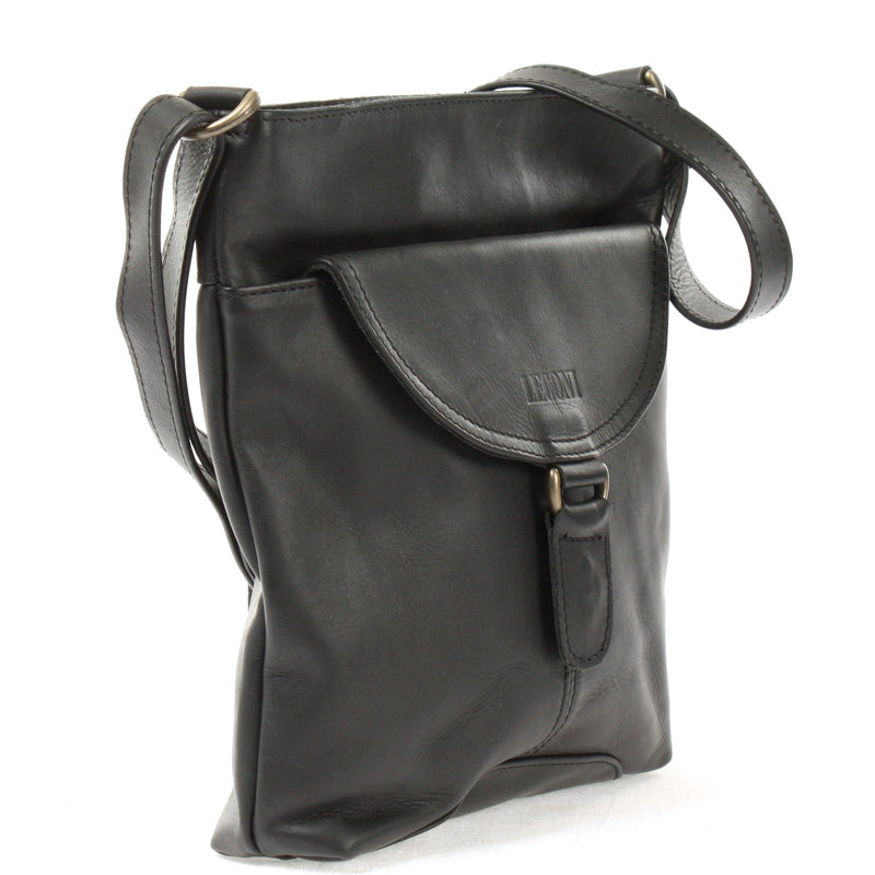 Leconi Umhängetasche Schultertasche Damen Herren Used Look Leder schwarz LE3072 Wochenangebot