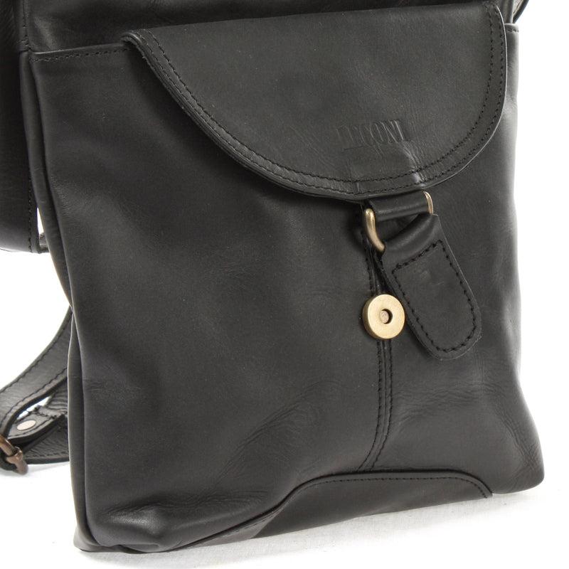 Leconi Umhängetasche Schultertasche Damen Herren Used Look Leder schwarz LE3072 Wochenangebot