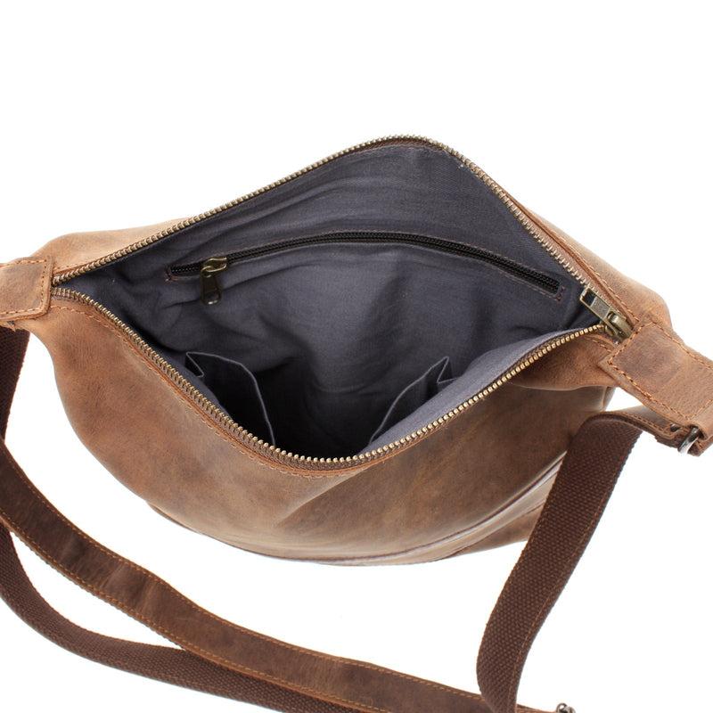 Leconi Umhängetasche Schultertasche Damentasche Ledertasche Leder vintage-braun LE3076 Begrenzte Freigabe