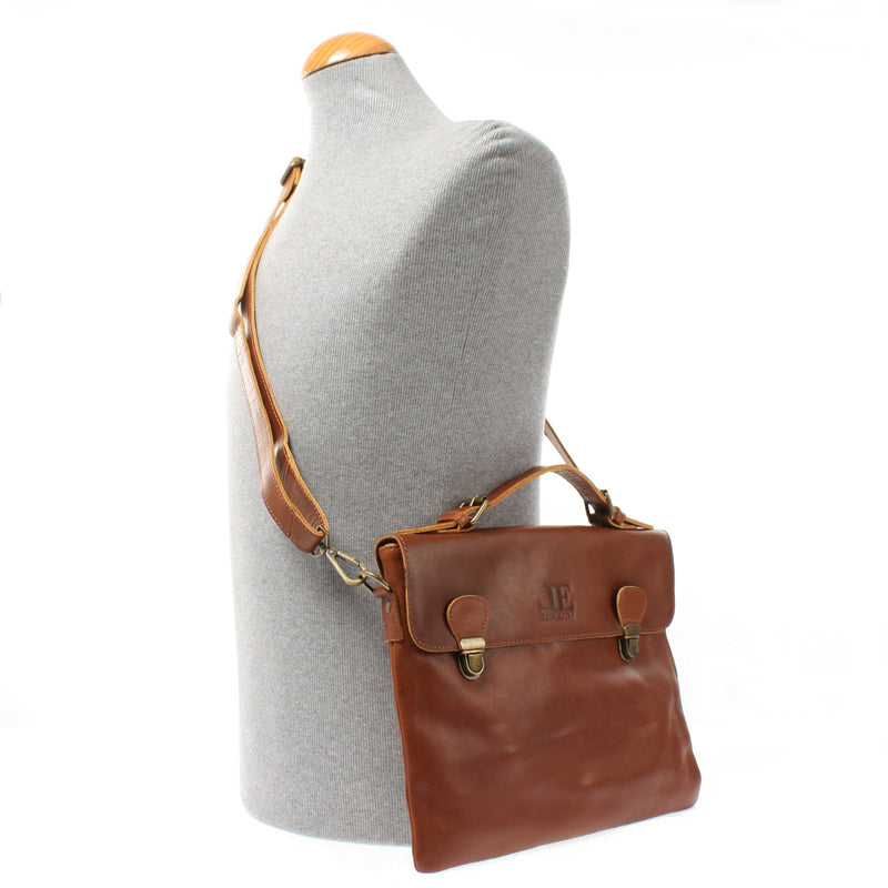 Leconi kleine Umhängetasche Schultertasche Damen und Herren Leder braun LE3079 Letzte 3 Tage