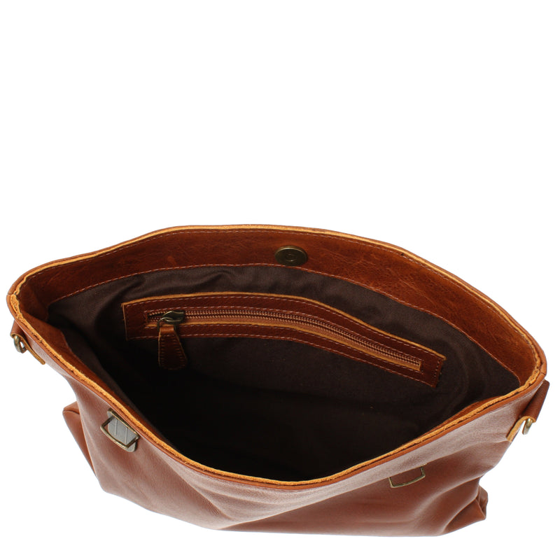Leconi kleine Umhängetasche Schultertasche Damen und Herren Leder braun LE3079 Letzte 3 Tage