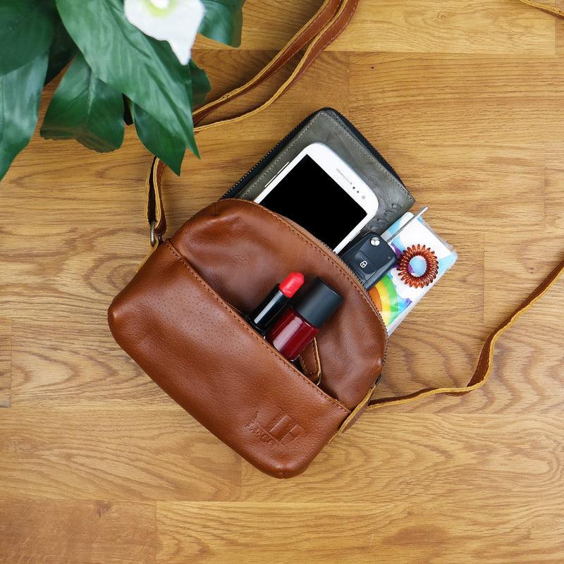 Leconi kleine Umhängetasche Ledertasche Damentasche Schultertasche Leder braun LE3080 JETZT KAUFEN