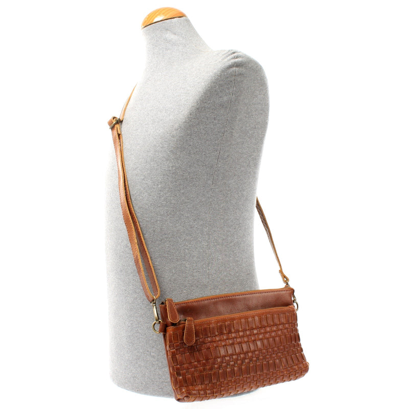Leconi kleine Umhängetasche Schultertasche Damentasche Clutch Leder braun LE3081 Neueste Stile