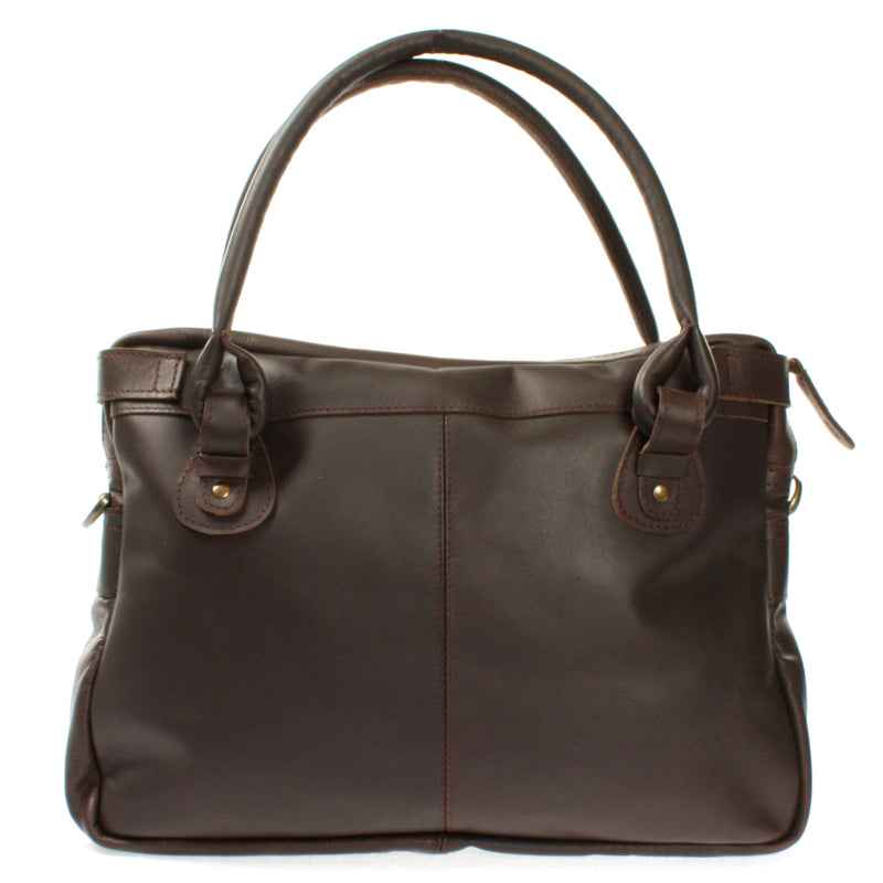 Leconi Schultertasche Henkeltasche Damentasche Handtasche Leder dunkelbraun LE0050 Letzter Tag