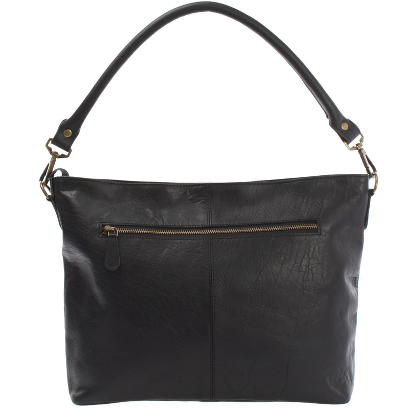 Leconi Schultertasche Umhängetasche Ledertasche Leder Damen schwarz LE0062 Zeitbegrenzte Promotion