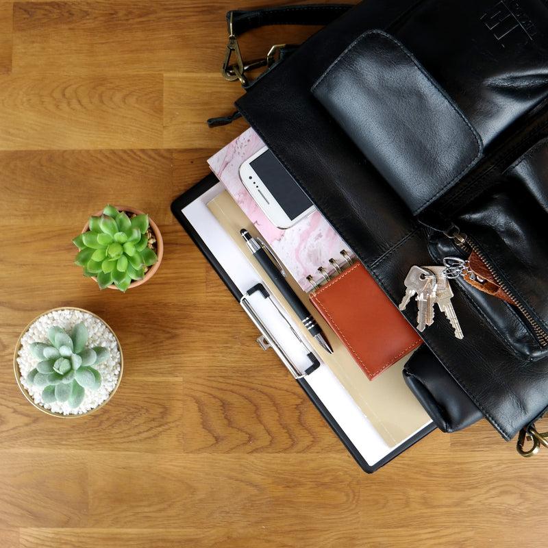 Leconi Schultertasche Umhängetasche Ledertasche Leder Damen schwarz LE0062 Zeitbegrenzte Promotion