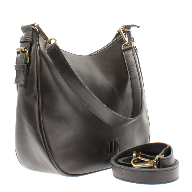 Leconi Schultertasche Ledertasche Handtasche Leder dunkelgrau LE0063 Bis zu 50% Rabatt